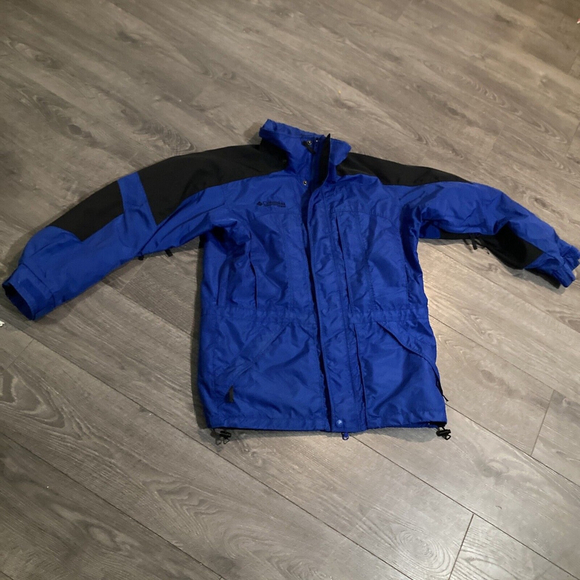 Vintage Columbia Double Whammy Men’s Ski/Snowboard Jacket S in Blue Black Retro! - Picture 1 of 14